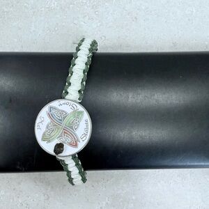 Celtic Knot Bracelet with Green and White Cord